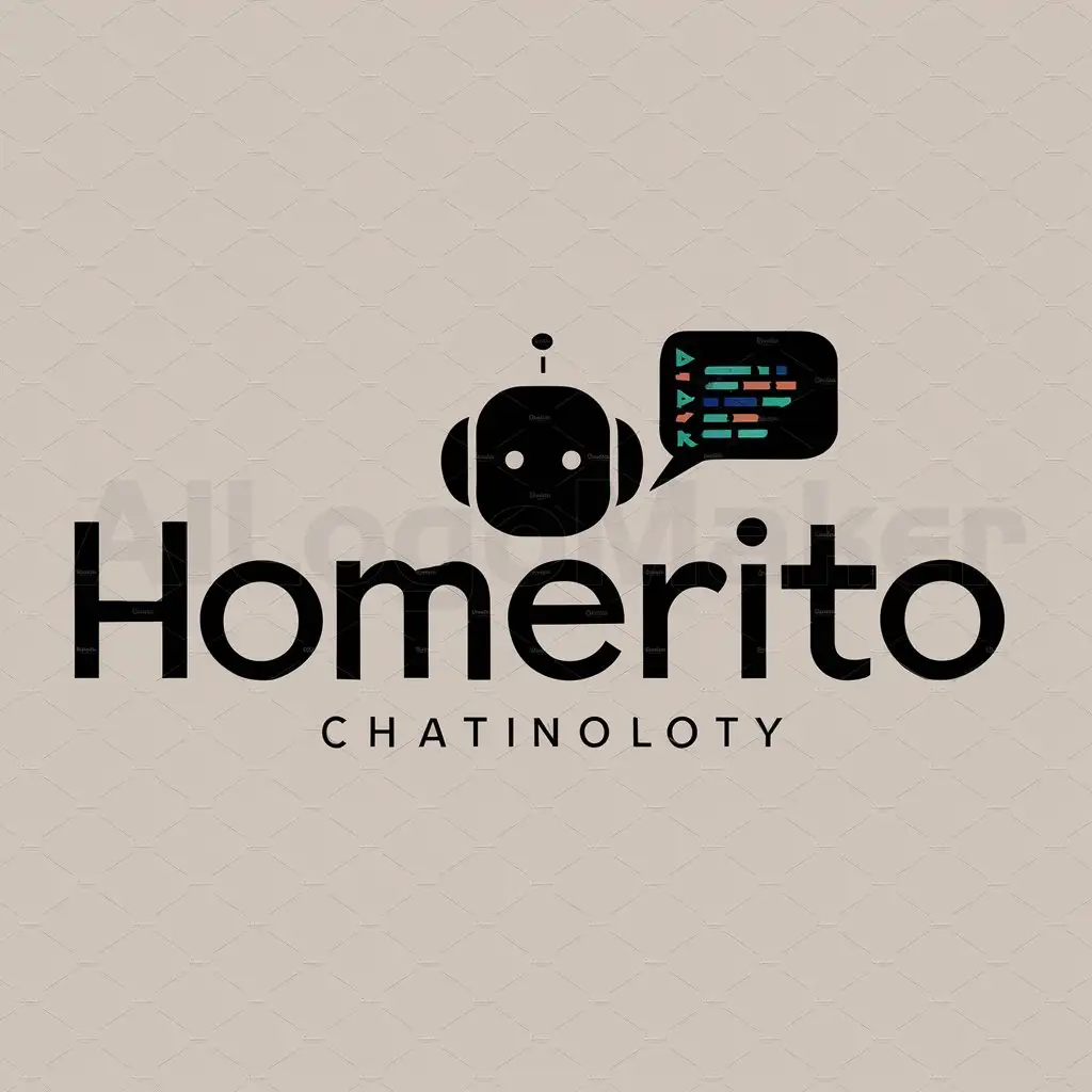 a logo design,with the text "Homerito", main symbol:estoy creando un chat bot,Moderate,be used in Technology industry,clear background