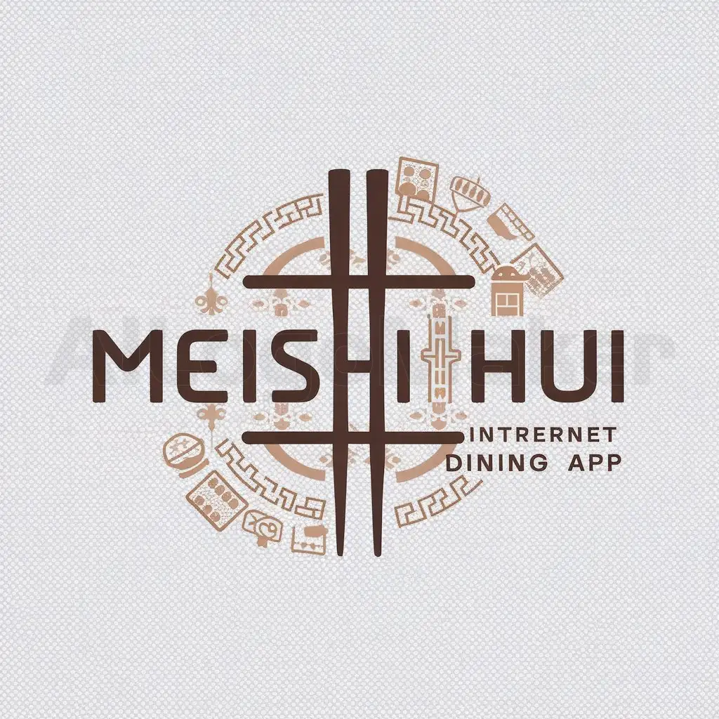 a logo design,with the text "Meishi hui", main symbol:menus, Chinese cuisine, app, trendy, Chinese style, traditional,Minimalistic,be used in Internet industry,clear background