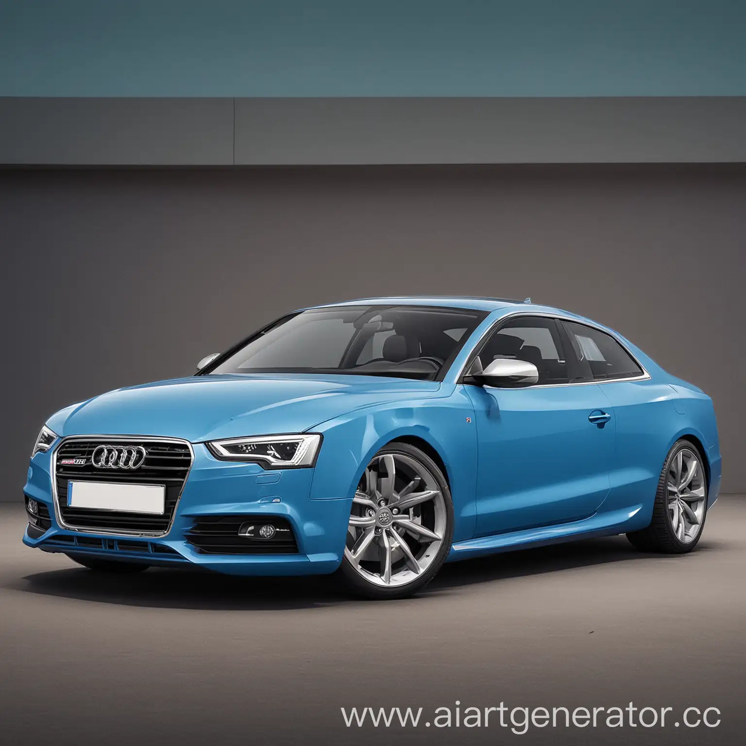 Cartoon-Blue-Audi-A5-Driving-Through-Urban-Streets