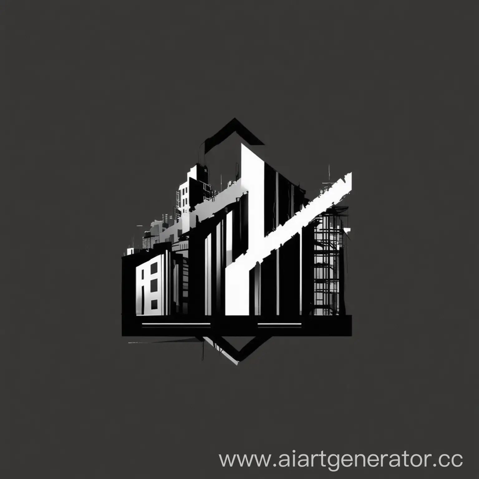 Minimalist-Black-Logo-Design-with-White-Lines-Reflecting-Construction-and-Buildings