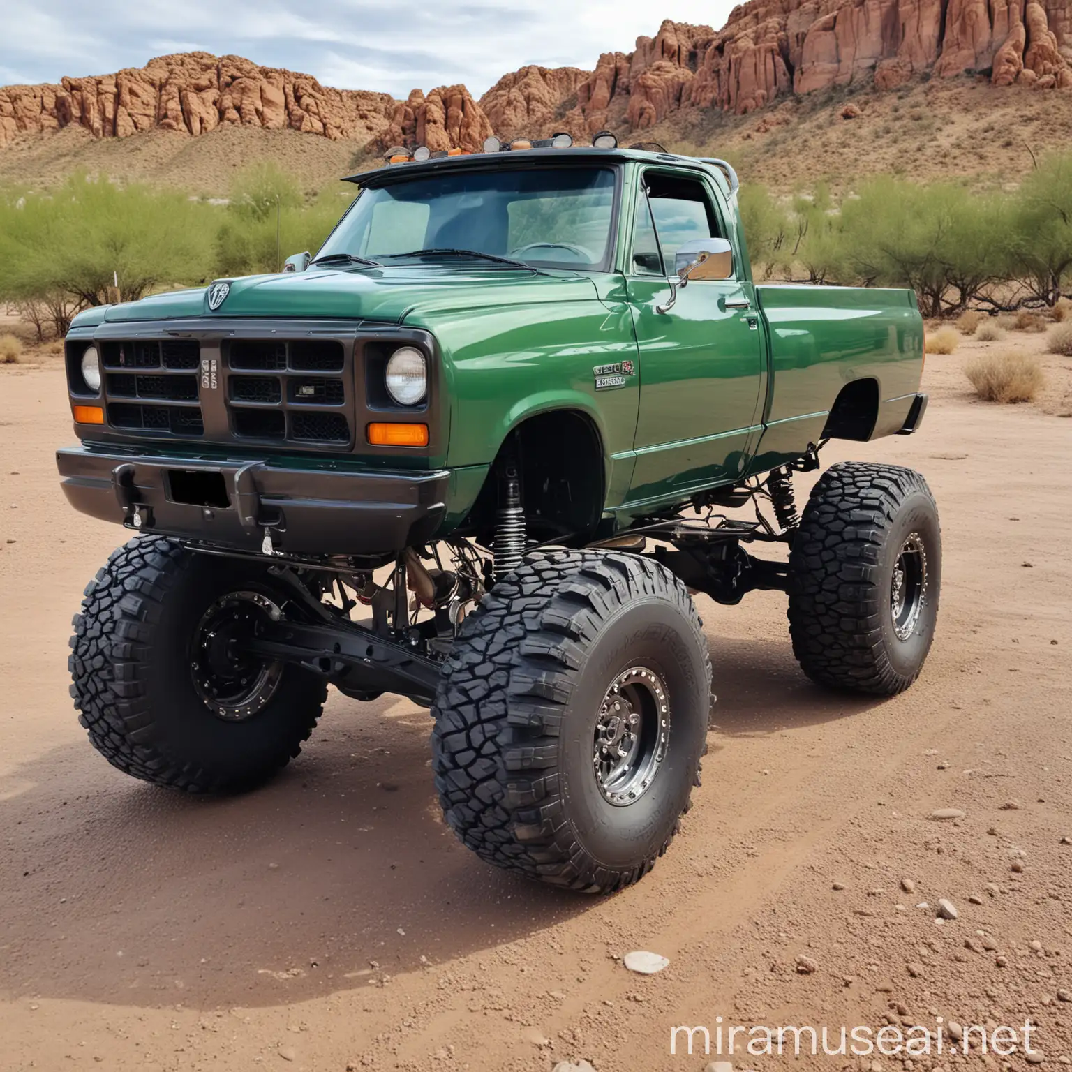 1993 dodge ram w250 green 
club cab 4x4 lifted bigger
 tires in Arizona desert