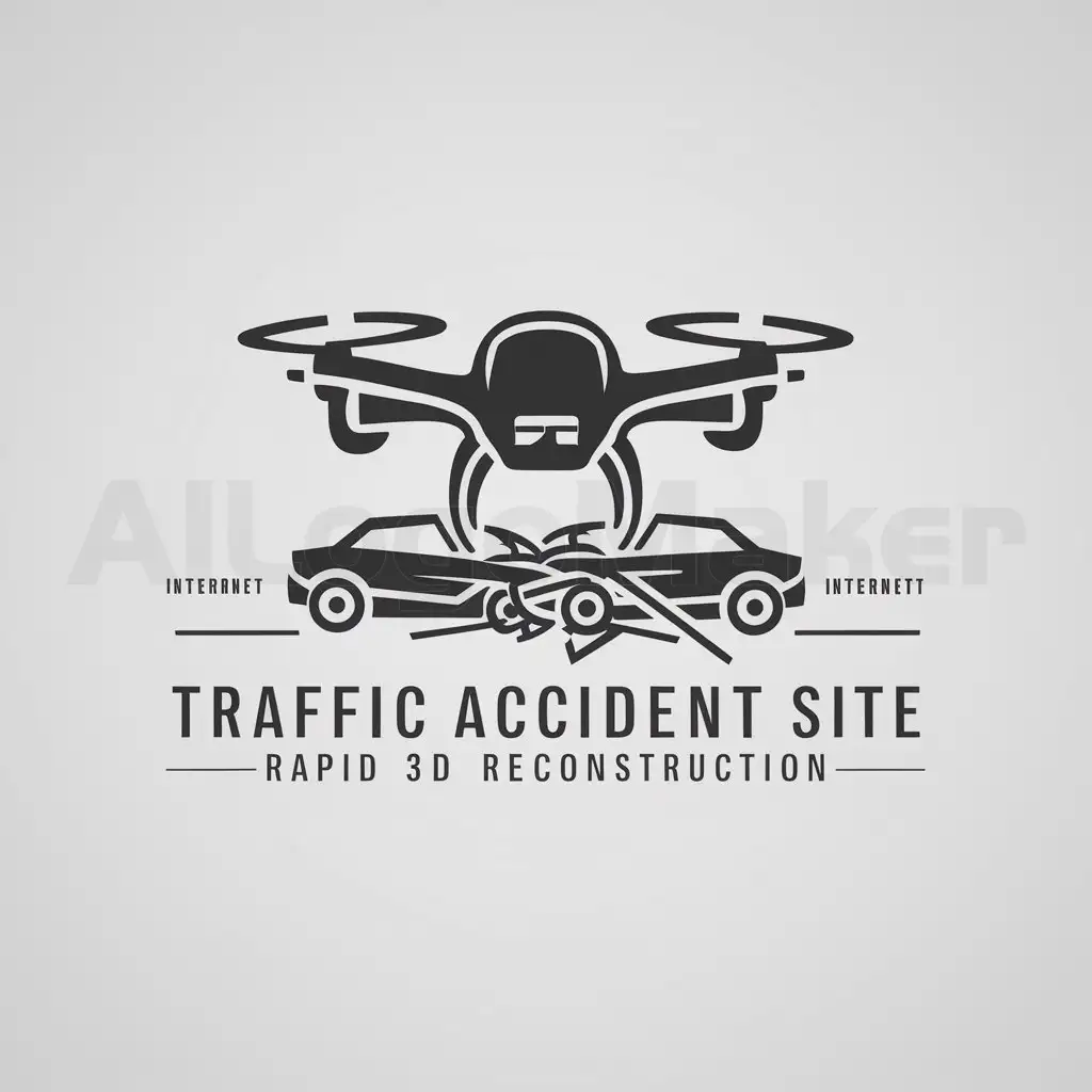 a logo design,with the text "traffic accident site rapid 3D reconstruction", main symbol:drone, vehicle collision,Moderate,be used in Internet industry,clear background