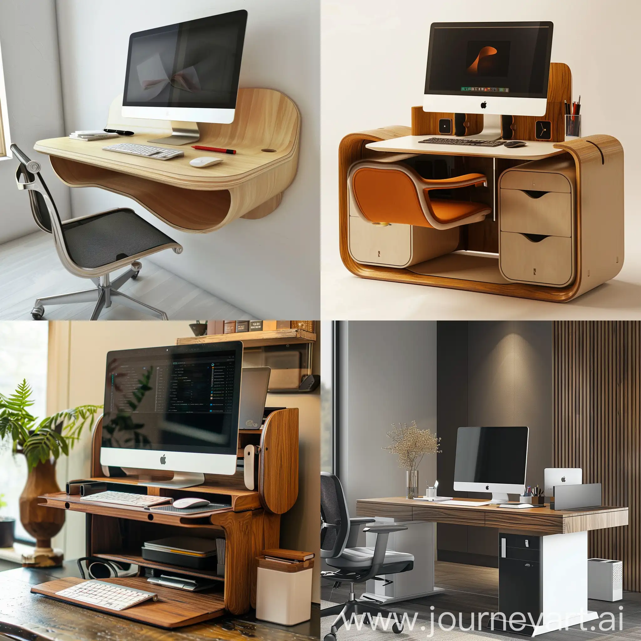 A compact office workstation with an elegant design