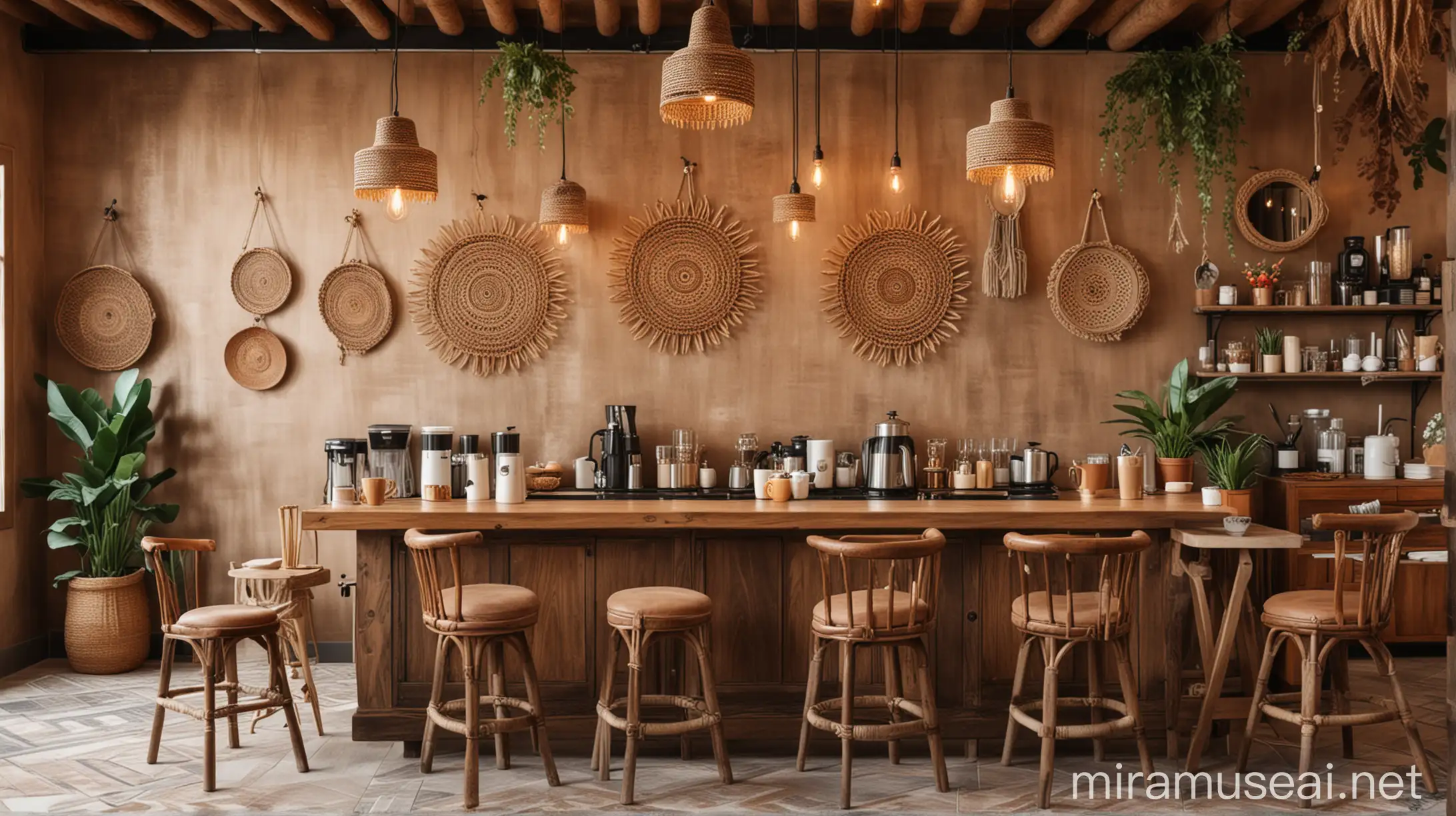 Boho Style Coffee Shop Interior Design with Cozy Ambiance