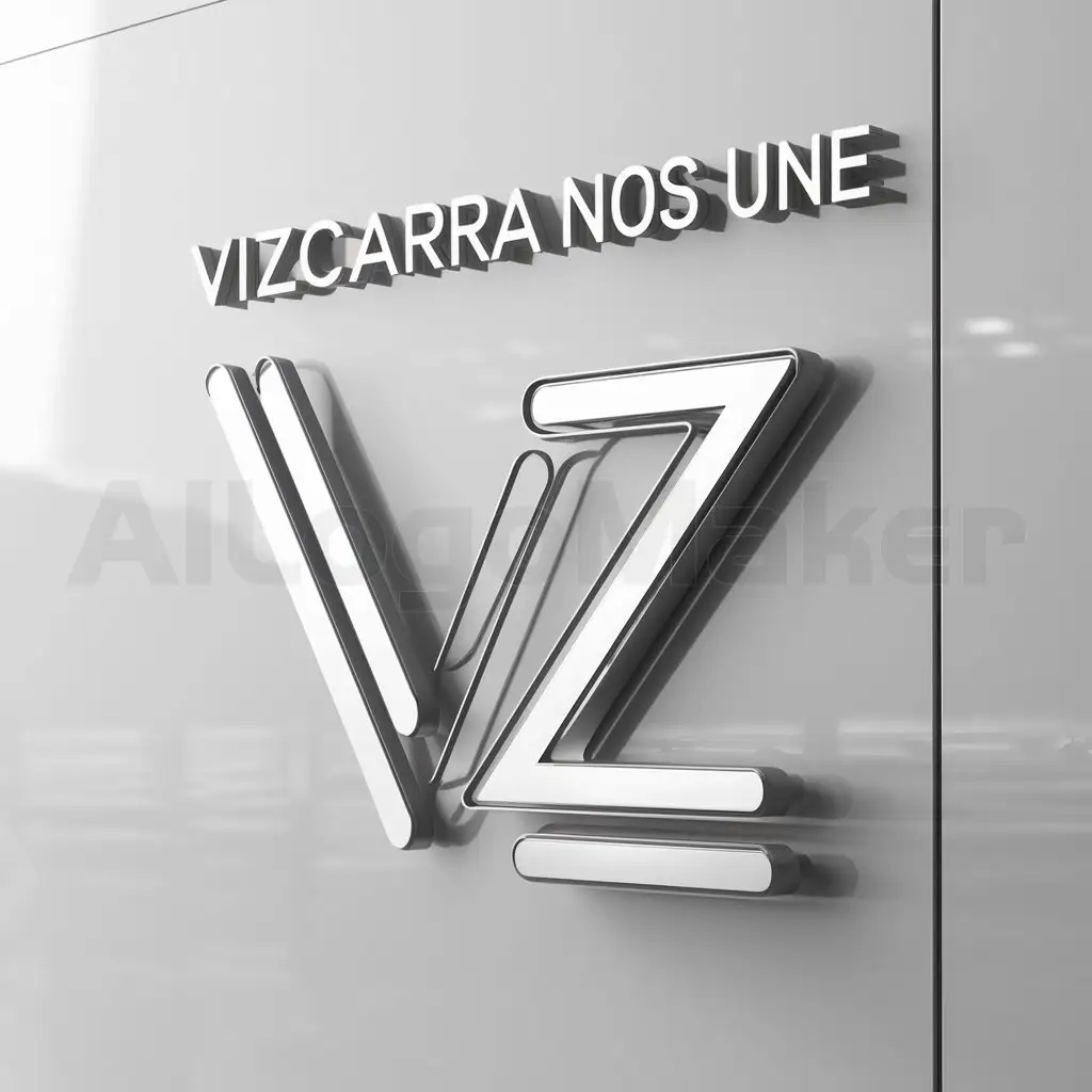 a logo design,with the text "VIZCARRA NOS UNE", main symbol:VZ,Minimalistic,be used in Others industry,clear background