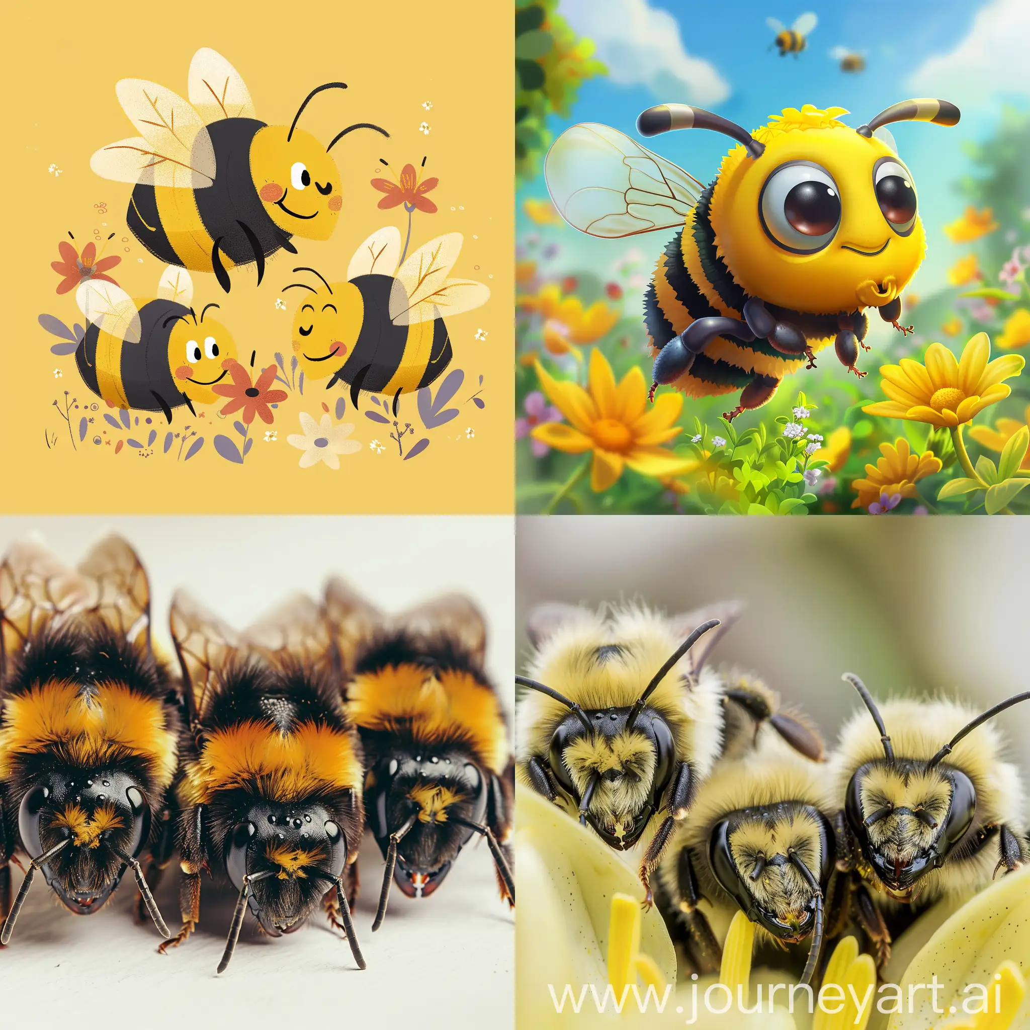 Adorable-Bees-Personified-in-a-Charming-Scene