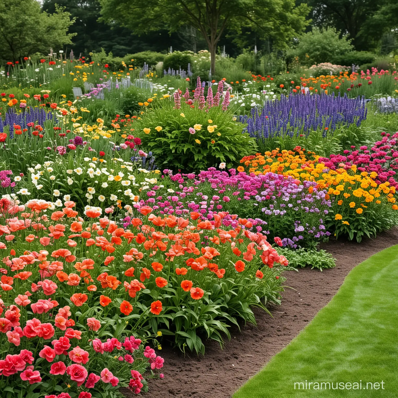 Vibrant Flower Garden Blooming with Colorful Blossoms