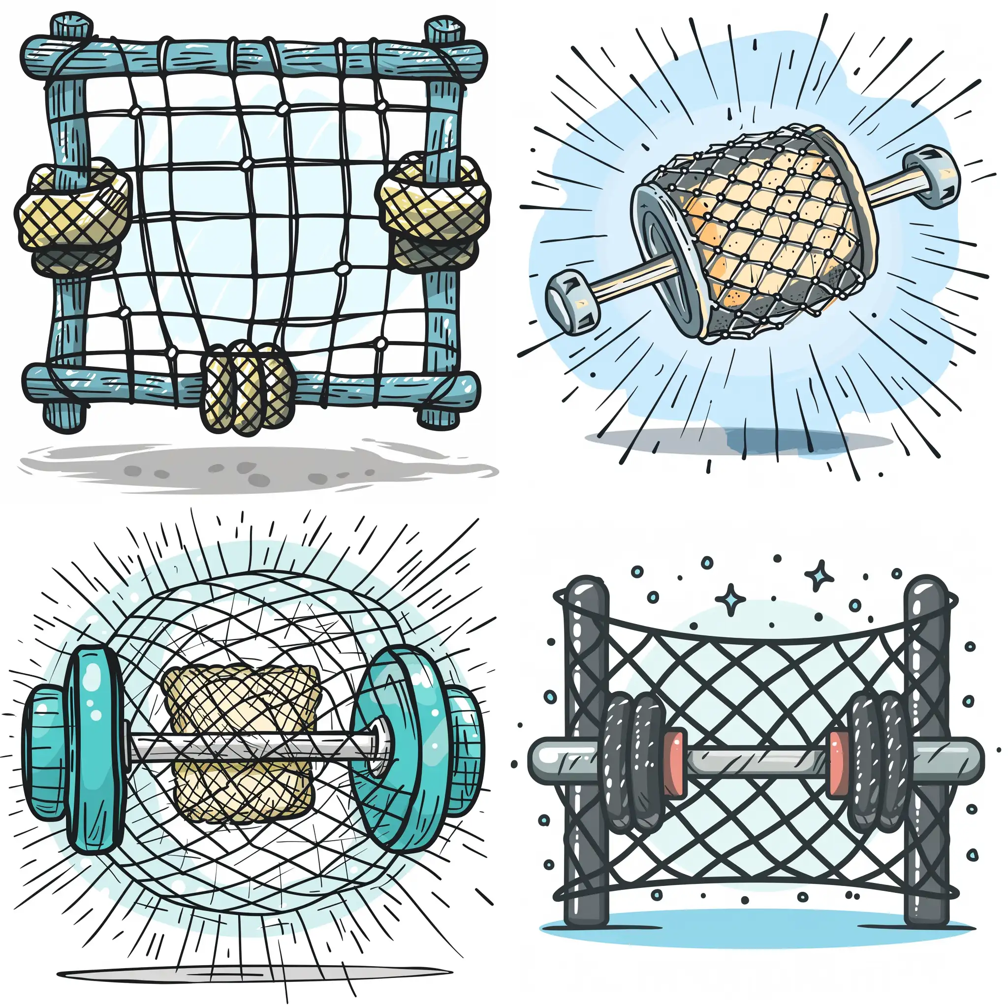 Cartoon-Vector-Illustration-of-Stretched-Mesh-with-1000kg-Weight