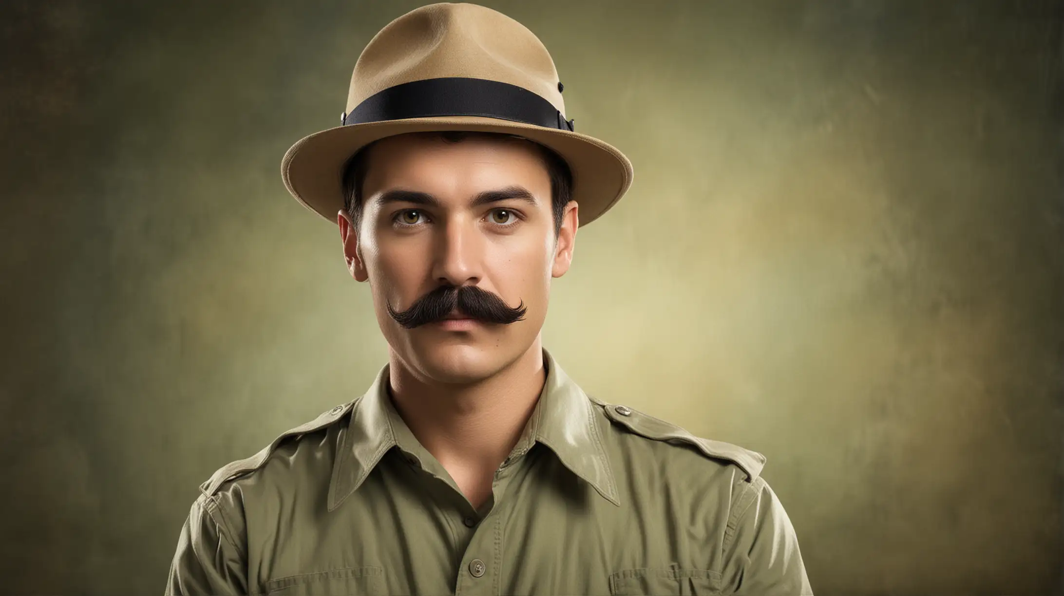 Zookeeper in Campaign Hat with Mustache in Natural Zoo Setting