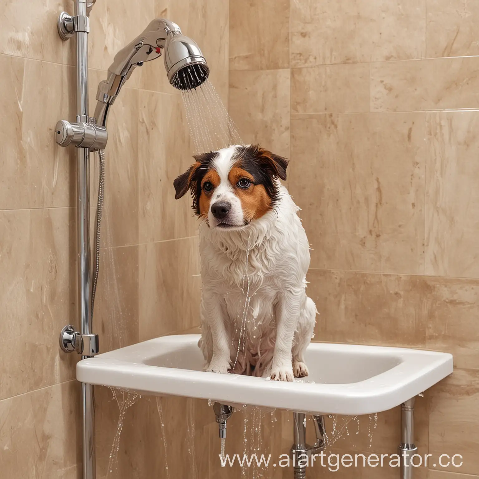Adorable-Dog-Enjoying-a-Refreshing-Shower