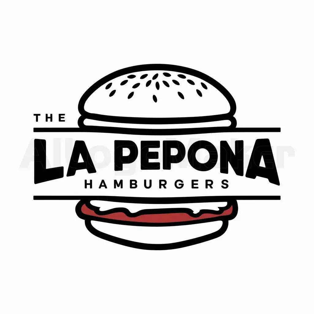 LOGO-Design-for-The-La-Pepona-Hamburgers-Vintage-60s-Hamburger-Emblem-for-Classic-Appeal