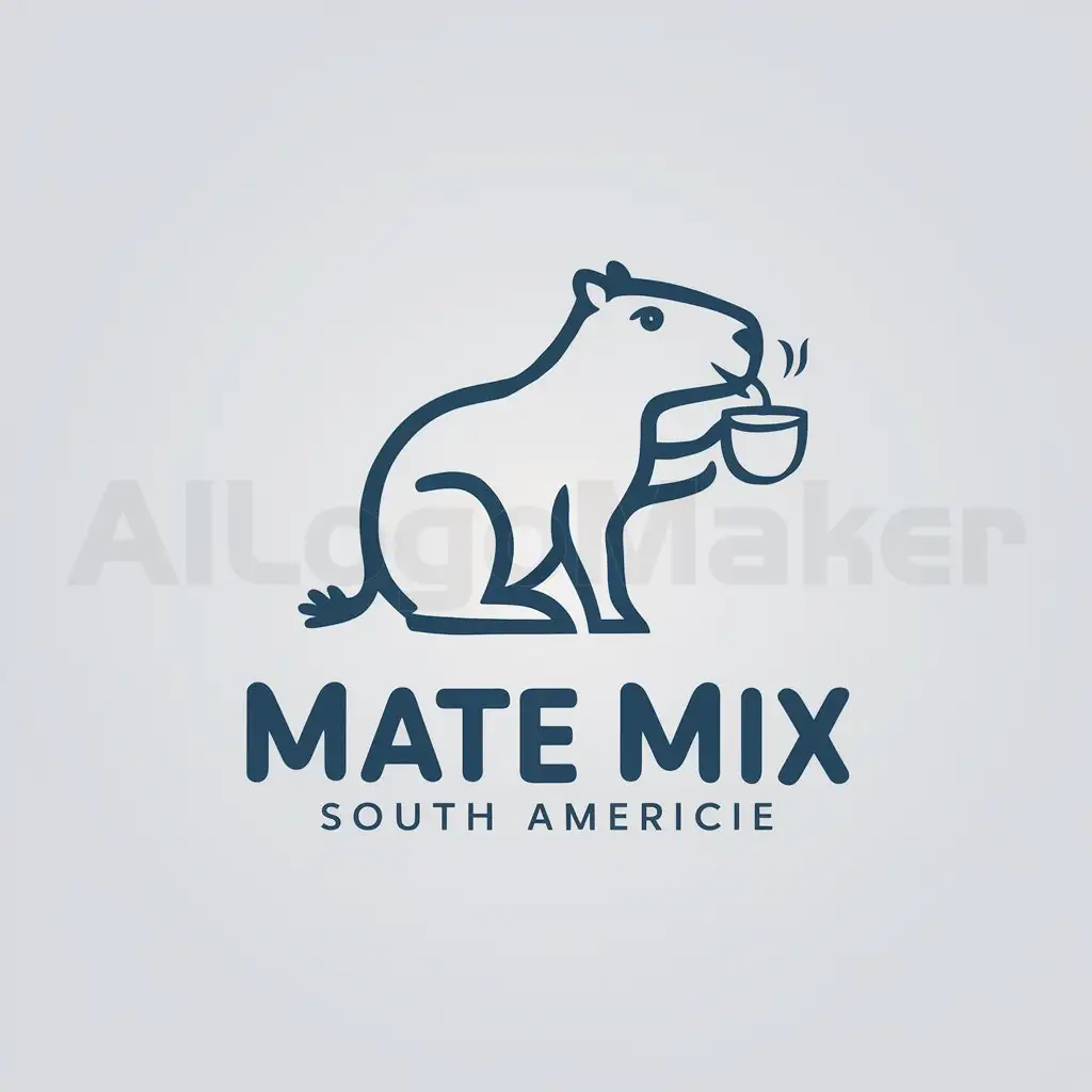 a logo design,with the text "mate mix", main symbol:un capibara tomando mate dibujo,Minimalistic,clear background
