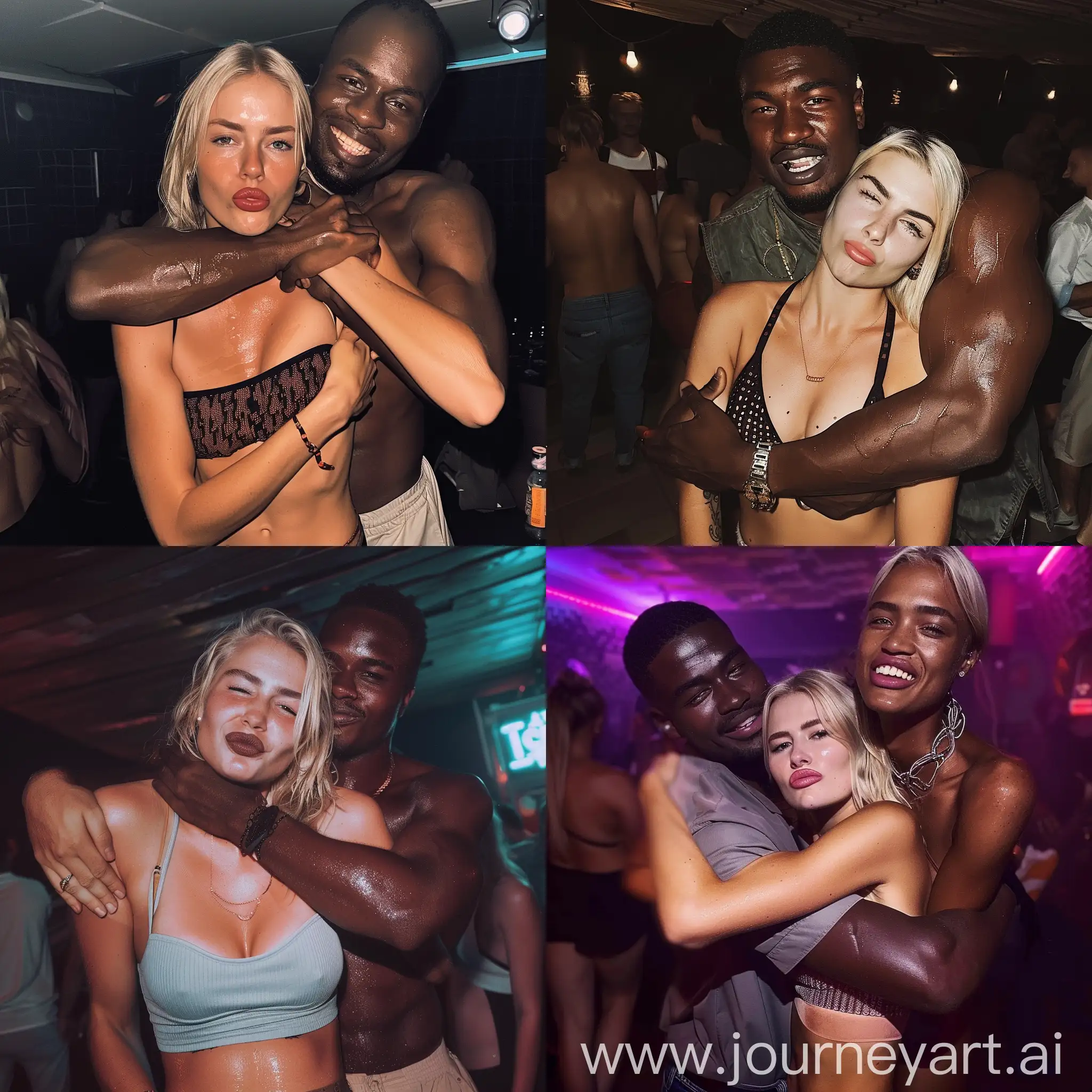 Flirty-Danish-Blonde-Woman-in-Party-Club-Embraced-by-Tall-African-Partner