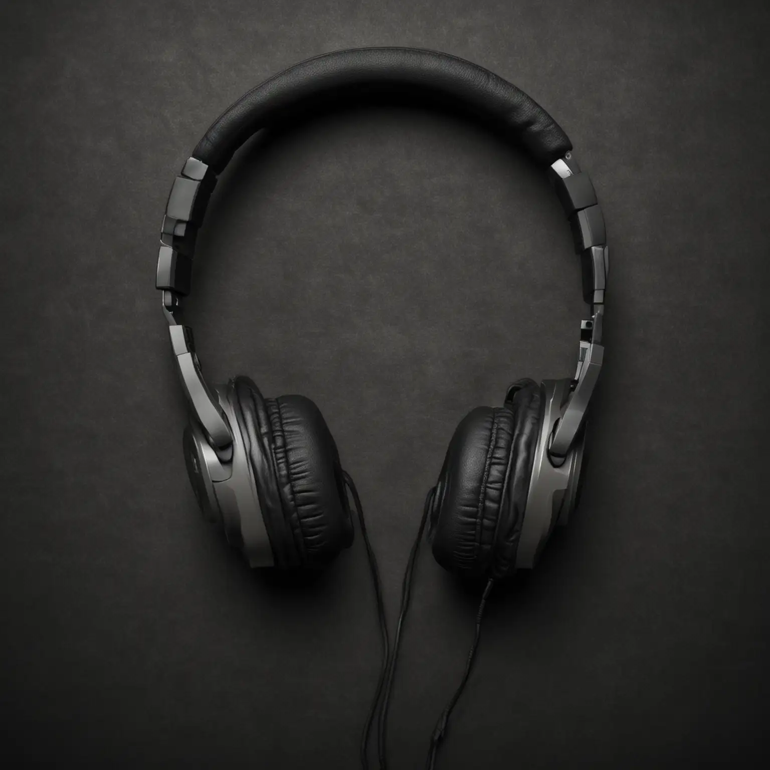 create a realistic image of a pair of headphones, on a dark background