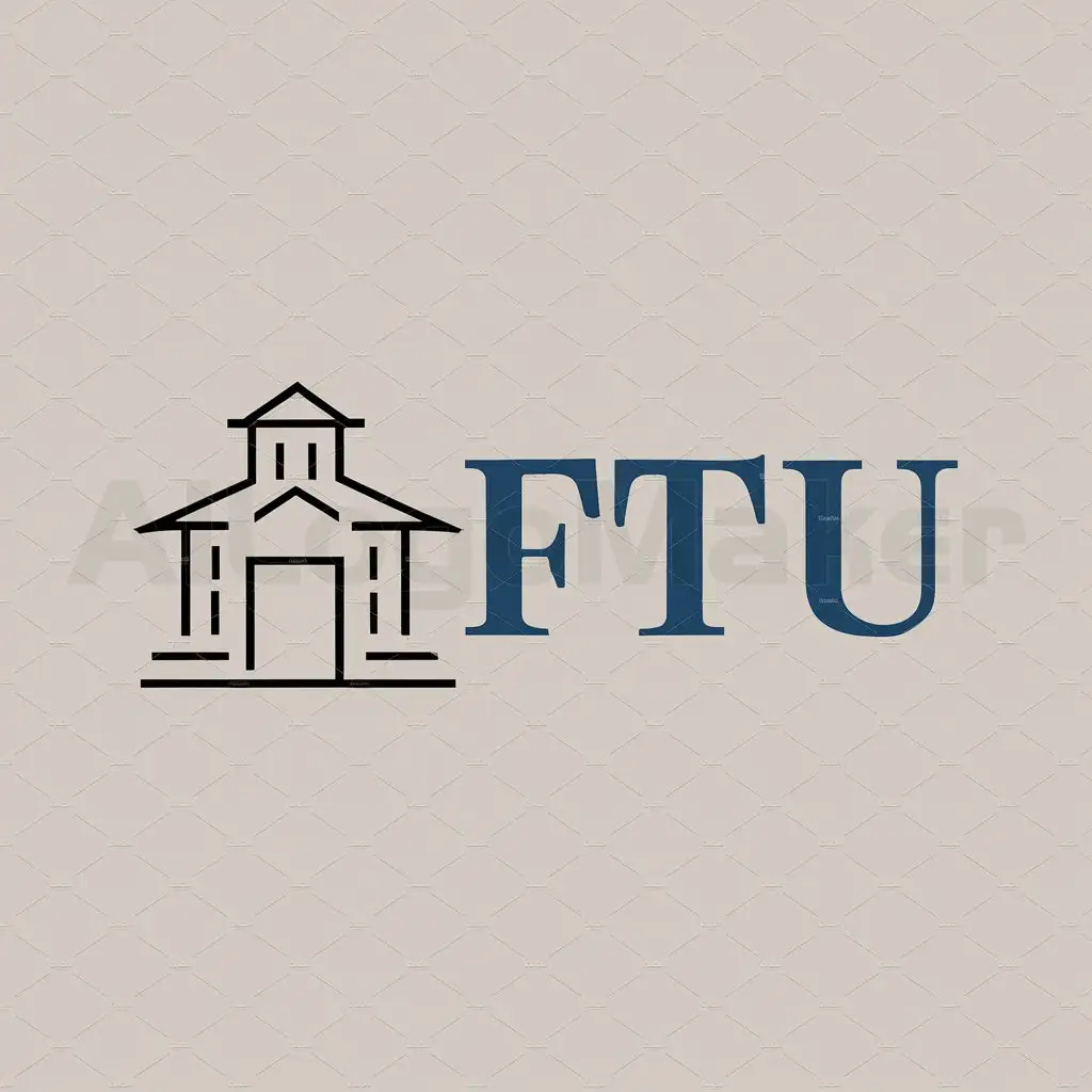 a logo design,with the text "FTU", main symbol:a school,Moderate,be used in Finance industry,clear background