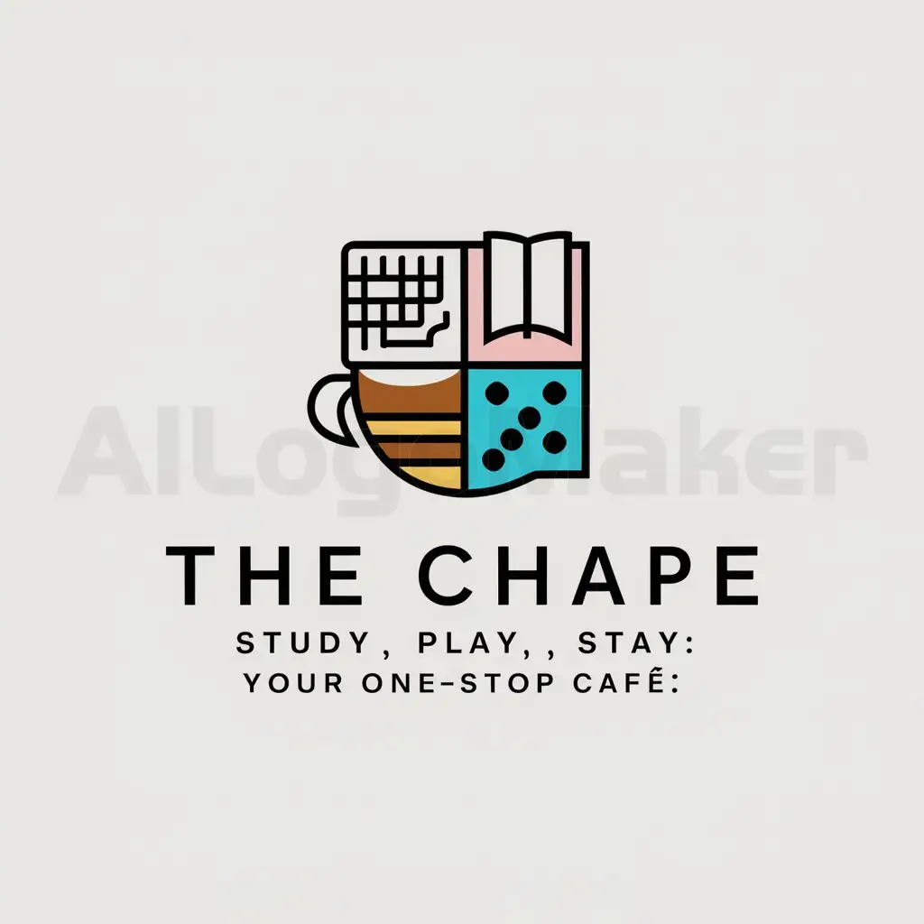 a logo design,with the text "The Chape- Study, Play, Stay:your one stop cafe", main symbol:coffee, computer, books, board games,Moderate,clear background