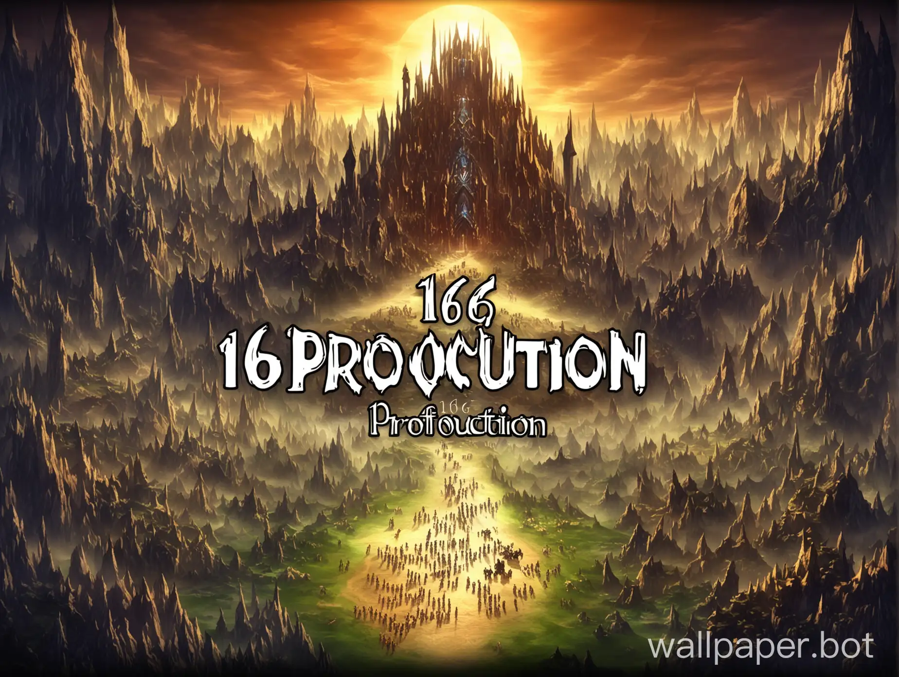 Fantasy like mmo rpg wallpaper containing only the title "16 PRODUCTION" in the middle 