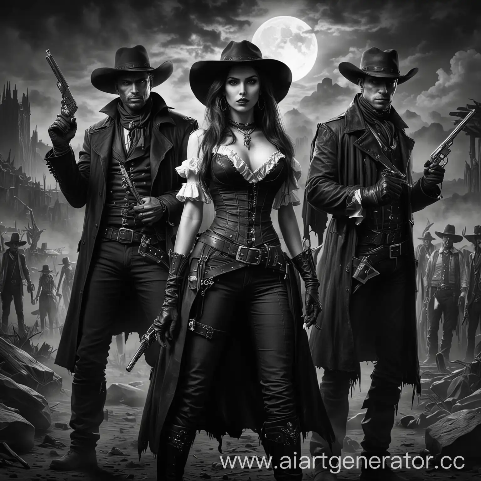 Wild-West-Vampire-Hunters-in-Monochrome-Action