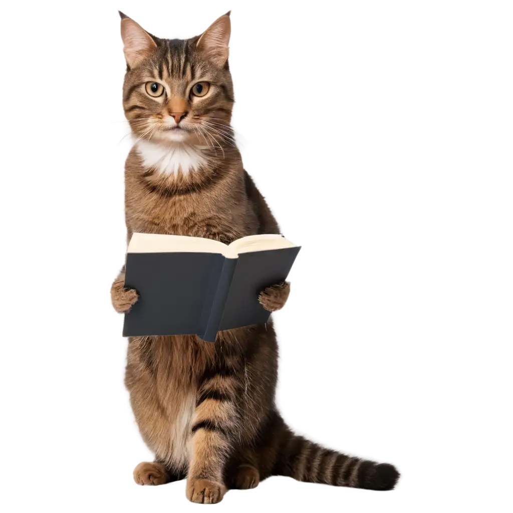Enchanting-PNG-Image-of-a-Cat-Engrossed-in-Book-Reading