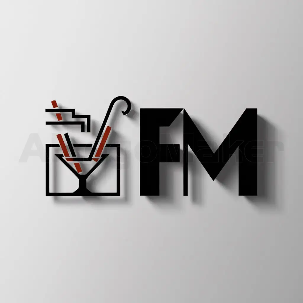 a logo design,with the text "FM", main symbol:cigarros, sexo, alcohol,Minimalistic,clear background