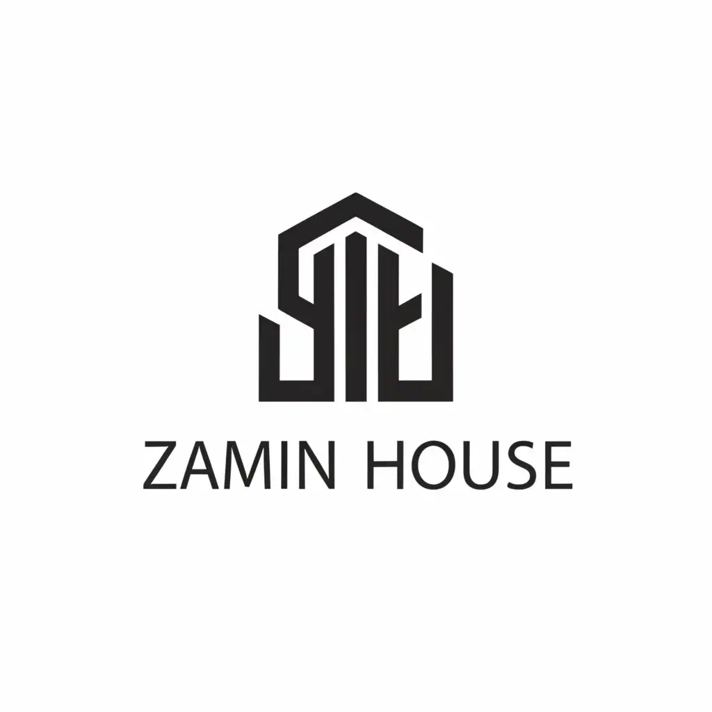 a logo design,with the text "zamin house", main symbol:house,complex,be used in Real Estate industry,clear background