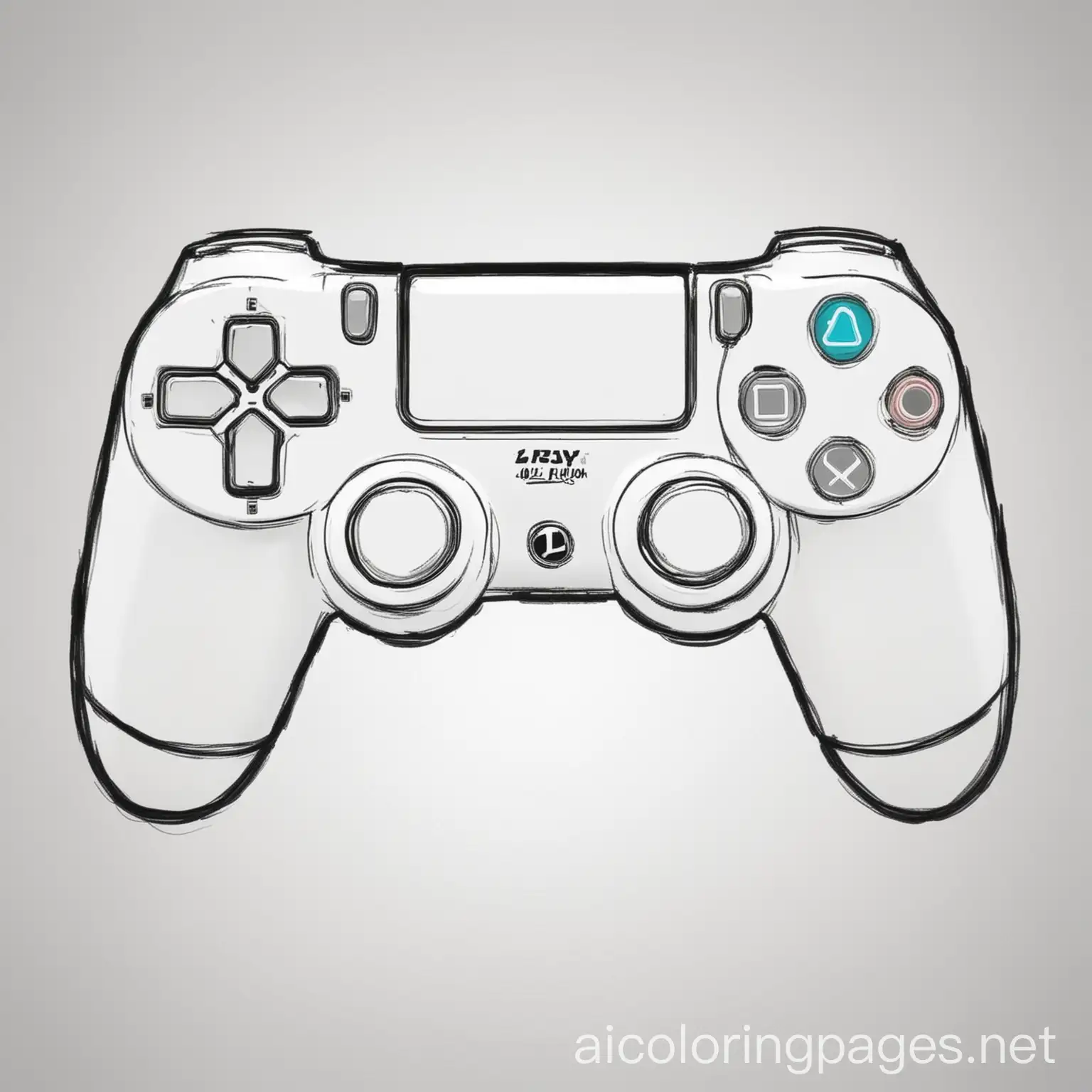 a playstation 4 controler coloring image
, Coloring Page, black and white, line art, white background, Simplicity, Ample White Space. The background of the coloring page is plain white to make it easy for young children to color within the lines. The outlines of all the subjects are easy to distinguish, making it simple for kids to color without too much difficulty