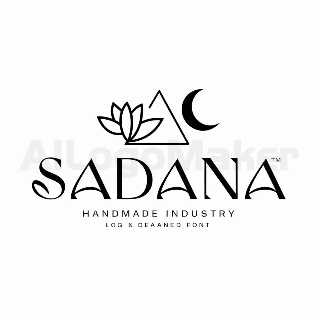 a logo design,with the text "SADANA", main symbol:lotus, triangle, moon,Moderate,be used in Hand made industry,clear background