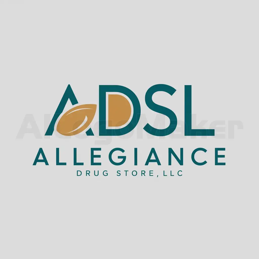 a logo design,with the text 'Allegiance Drug Store LLC', main symbol:alphabets A, D, S and L, with alphabet A having some pharma element like pill, tablet or a leaf,Moderate,be used in Health industry,clear background