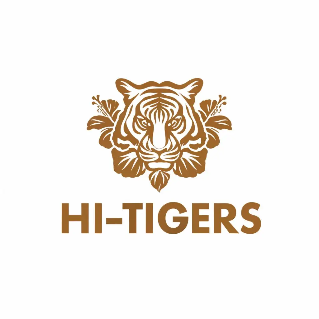 a logo design,with the text "Hi - Tigers", main symbol:the tiger and hibiscus,Moderate,be used in Others industry,clear background