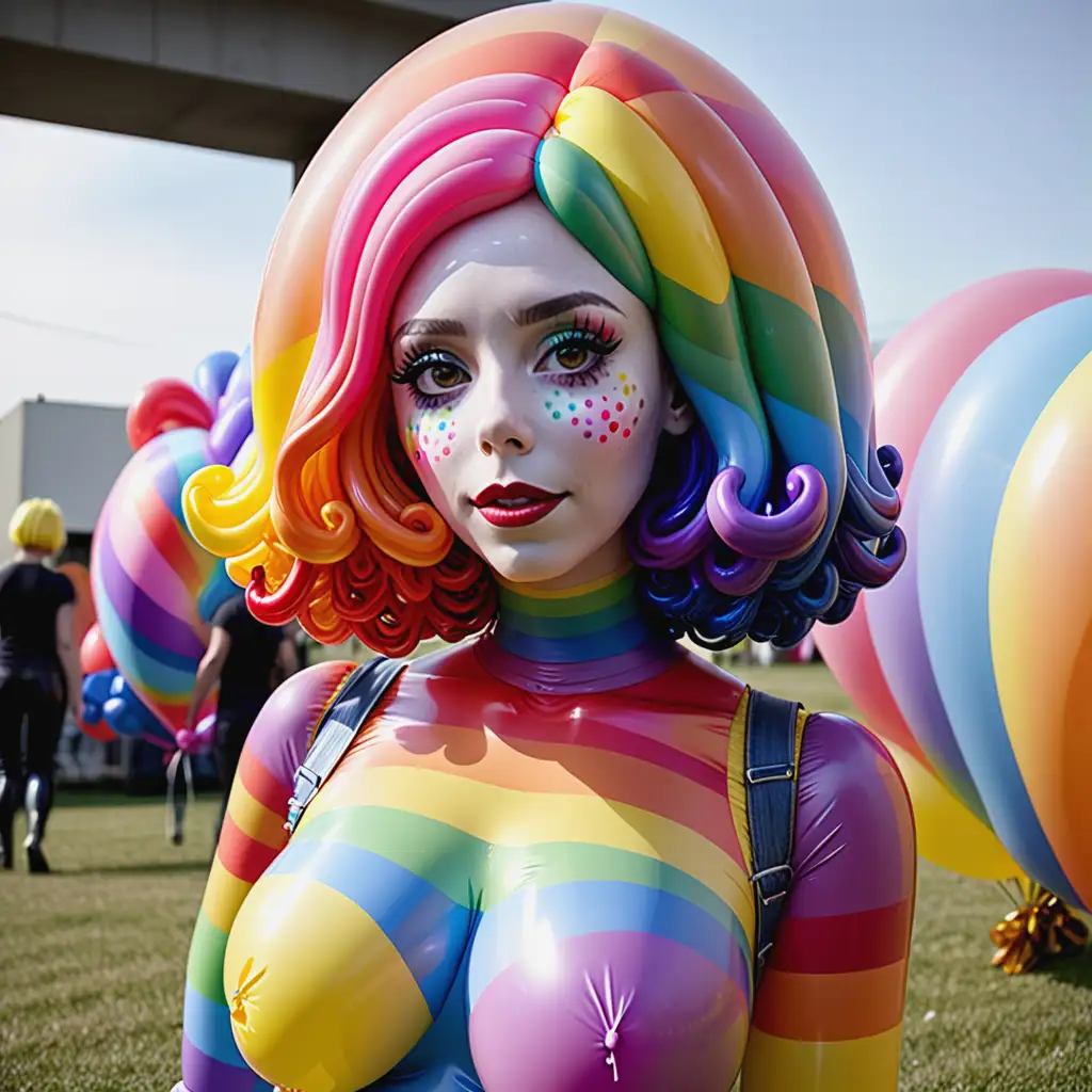 Latex-Inflatable-Woman-Balloon-with-Rainbow-Skin-and-Wig