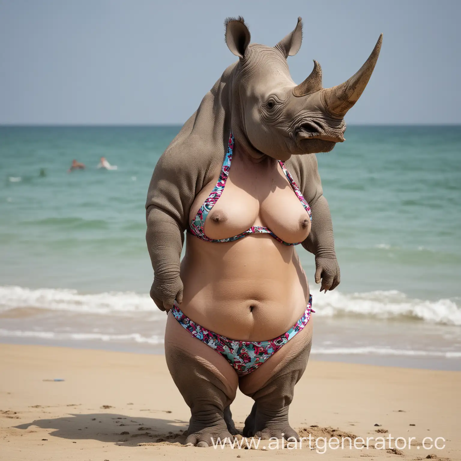 Playful-Rhinoceros-Wearing-a-Colorful-Bikini