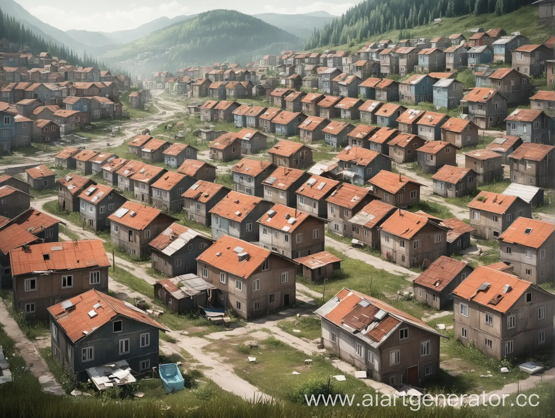 бедный район с домами в европейском стиле