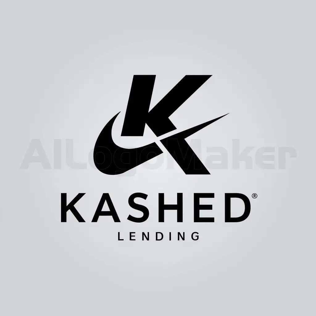 a logo design,with the text "Kashed Lending", main symbol:I'm searching for an expert in minimalistic design to create a sleek black and white logo for my real estate lending company, Kashed Lending. The perfect logo would be comparative to those used by companies like Nike or Lululemon, with a design that stands out on apparel. See attached logo for my other company called The Firm.nnKey Project Details:n- Style: Simplistic and Modernn- Iconography: Money-related symbols should be subtly incorporated into the design.n- Use: The finalized logo will primarily be used online, and also on various types of apparel, so consider printability and versatility in the design process.nnIdeal Skills and Experience:n- Experience designing minimalistic, modern logos with scalability in mind.n- Prior experience in the real estate financial sector would be advantageous.n- Understanding of clothing and apparel print processes.n- Strong portfolio of work showcasing relevant skills.nnI look forward to seeing your creative and sleek design solutions for Kashed Lending.,Minimalistic,clear background