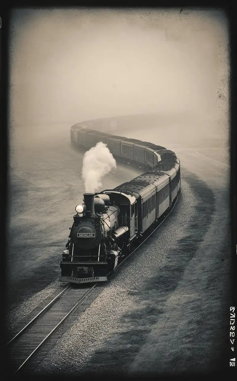 Retro style photo of a train, Aesthetic feeling of shooting art, shot on Agfa Vista 200, Foggy