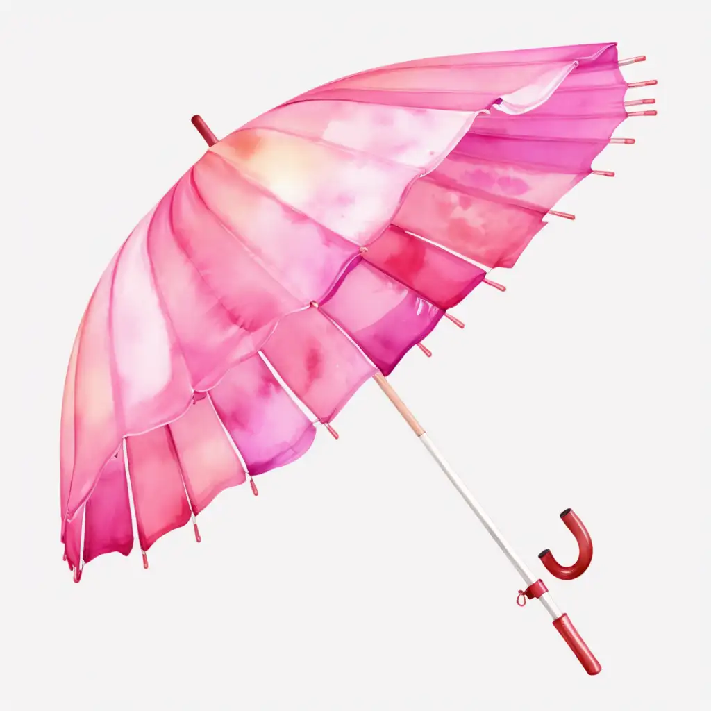 Solo Pink Beach Umbrella Vector Watercolor Illustration