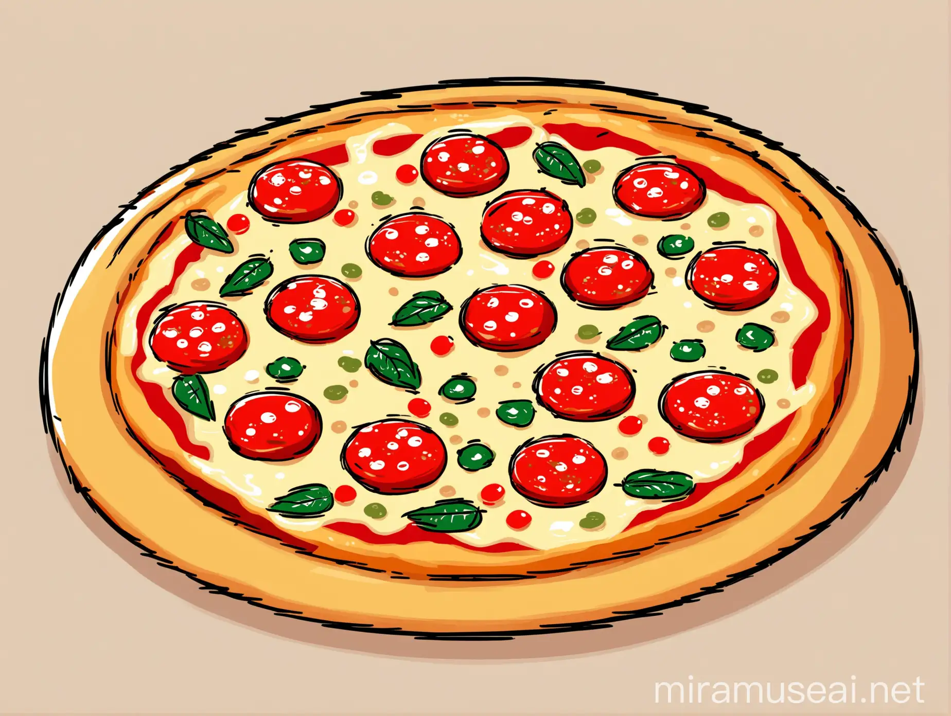 Handdrawn Pizza Illustration Rustic Artisanal Pie Sketch