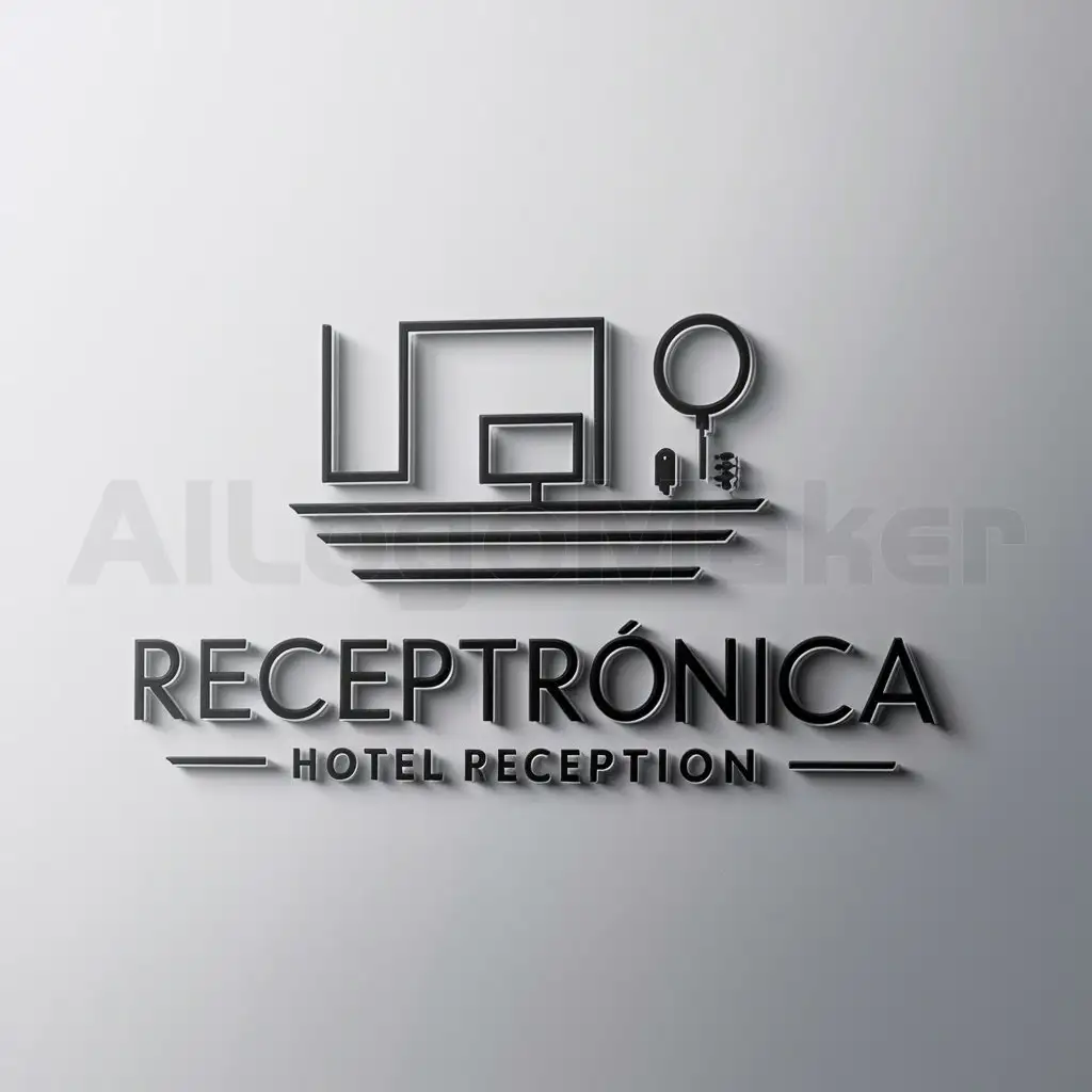 a logo design,with the text "RECEPTRÓNICA", main symbol: Hotel reception (Spanish origin) ,complex,be used in  Others  industry,clear background
