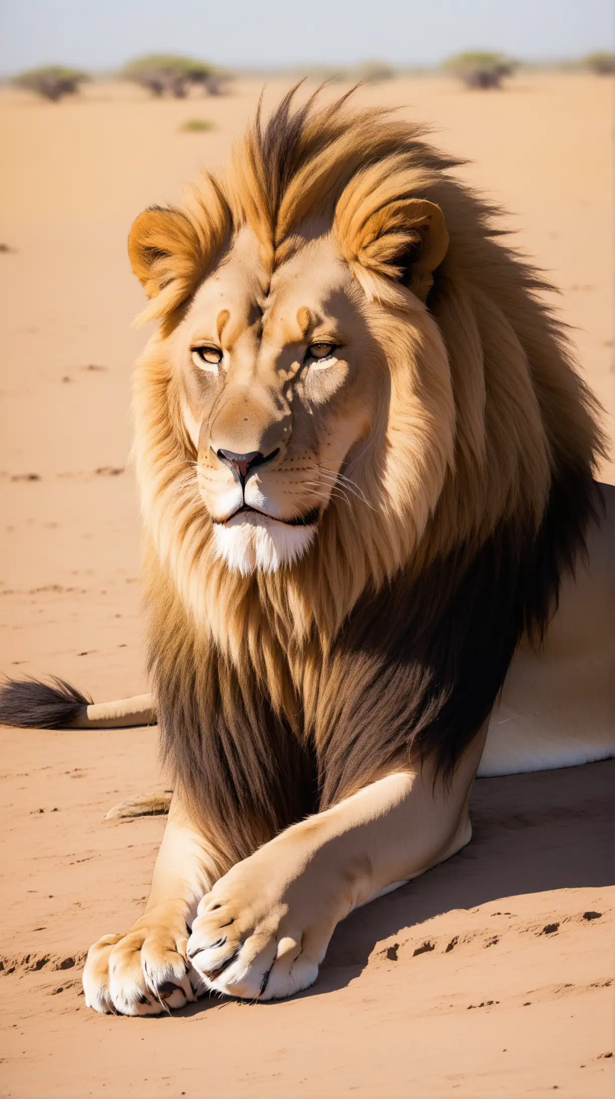 Majestic Male Lion Showing Signs of Fatigue