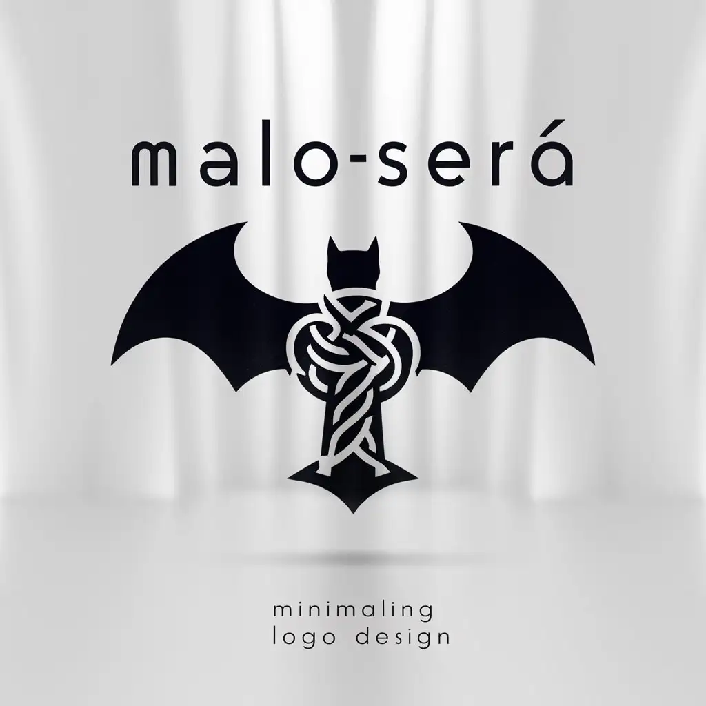 a logo design,with the text "MaloSerá", main symbol:bat, celtic, thor,Minimalistic,clear background