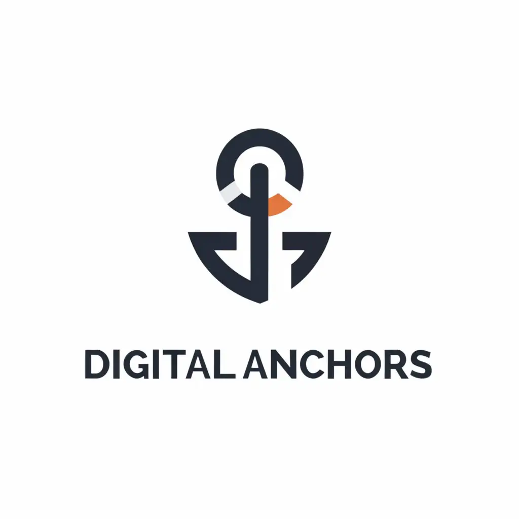 a logo design,with the text "digital anchors", main symbol:digital and anchor,Minimalistic,clear background