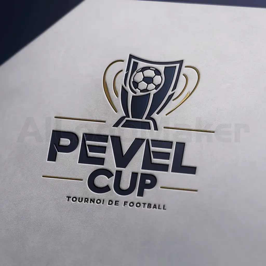 a logo design,with the text "PEVEL CUP", main symbol:A trophy, soccer,PEVEL,Moderate,be used in tournoi de football industry,clear background