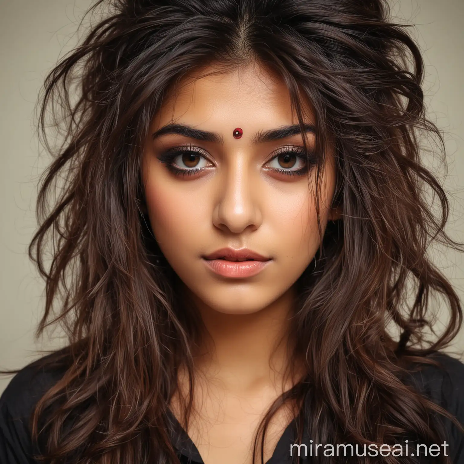 Beautiful Pakistani Girl with Indian Makeup and Messy Hair