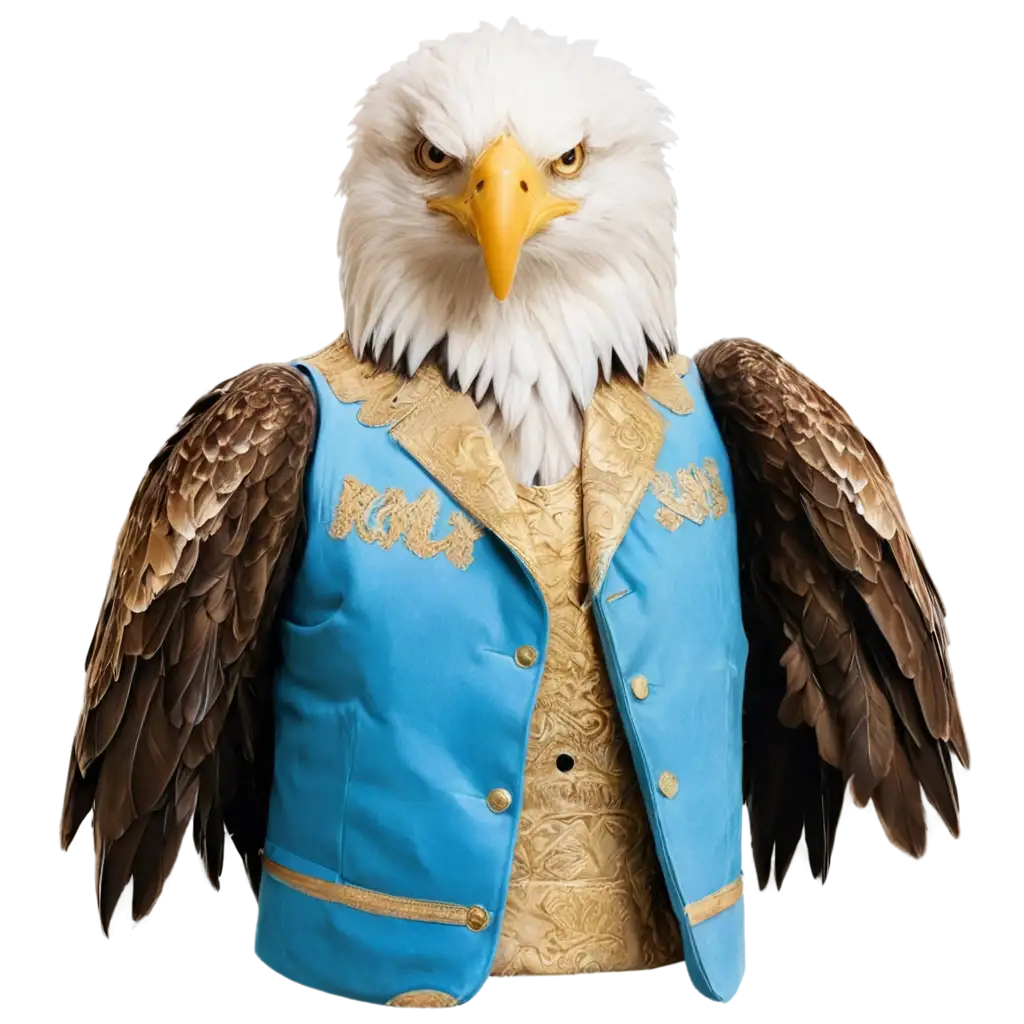 PNG-Image-of-an-Eagle-with-Light-Blue-White-and-Gold-Vest-Saying-Chota