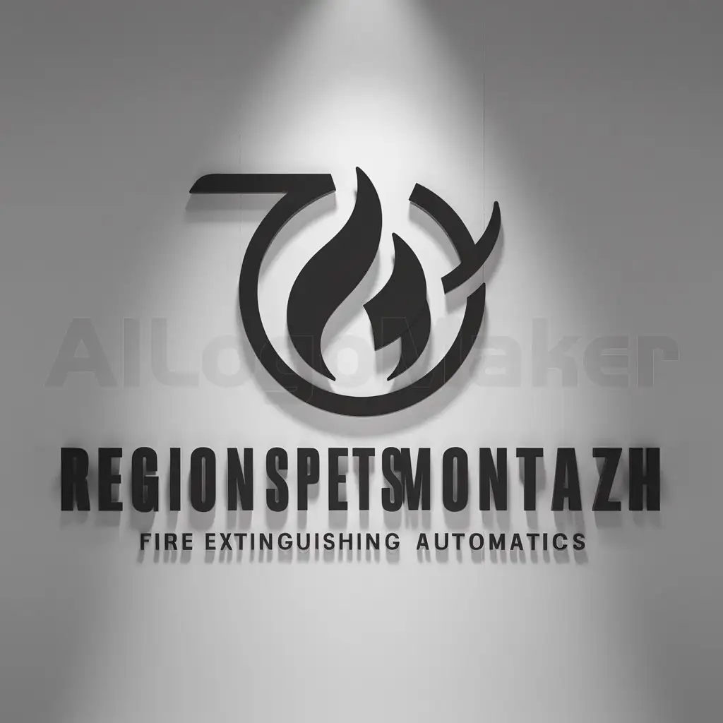 a logo design,with the text "RegionSpetsMontazh", main symbol:fire extinguishing automatics,Moderate,clear background