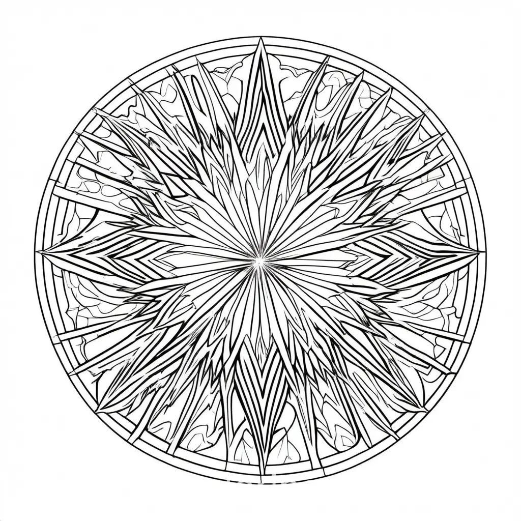 Aurora-Borealis-Mandala-Coloring-Page-Black-and-White-Line-Art-for-Simplicity-and-Creativity