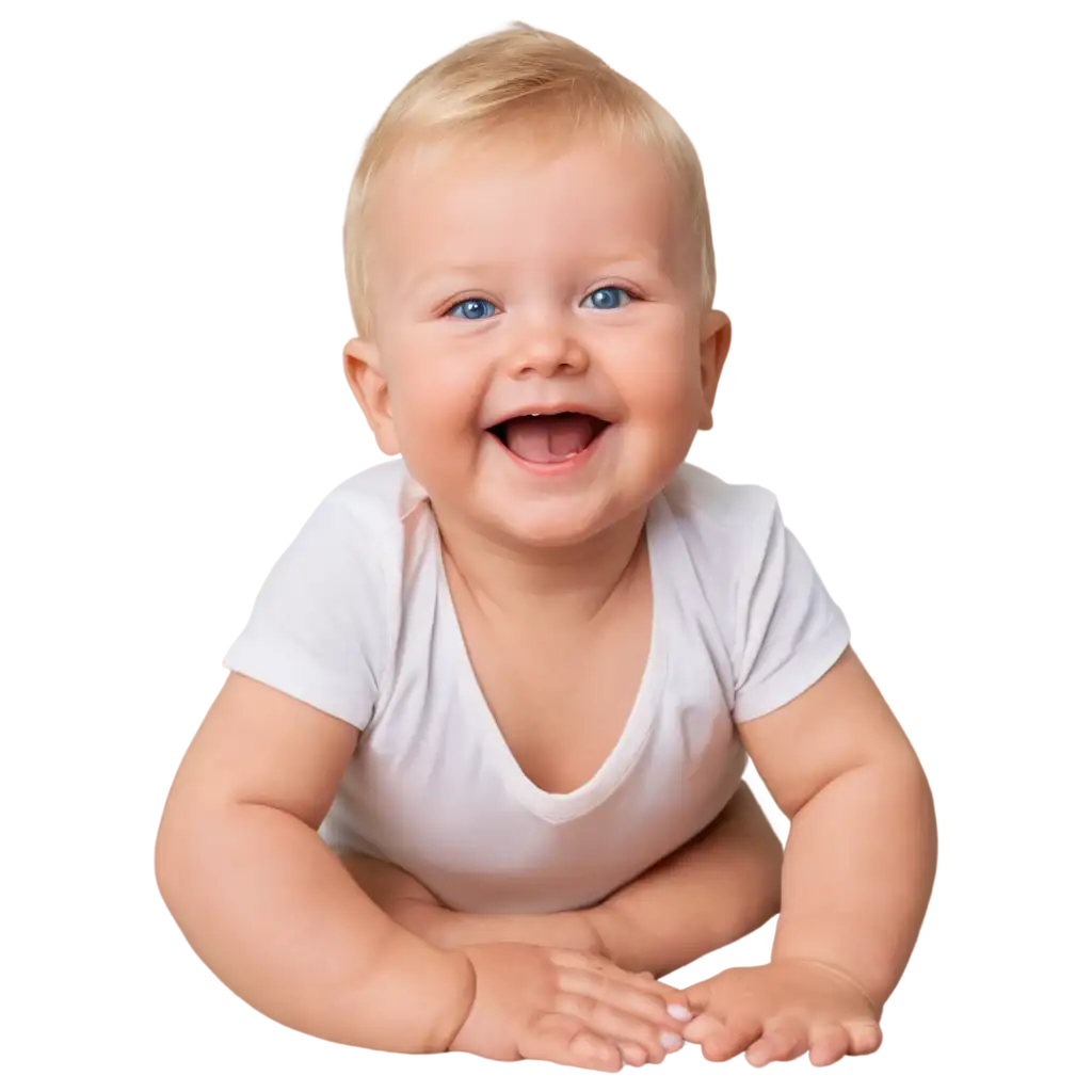 gülen tatlı bir erkek bebek. yüzü koyun yatan karşıya doğru gülümseyen mavi gözlü sarı saçlı bebek
