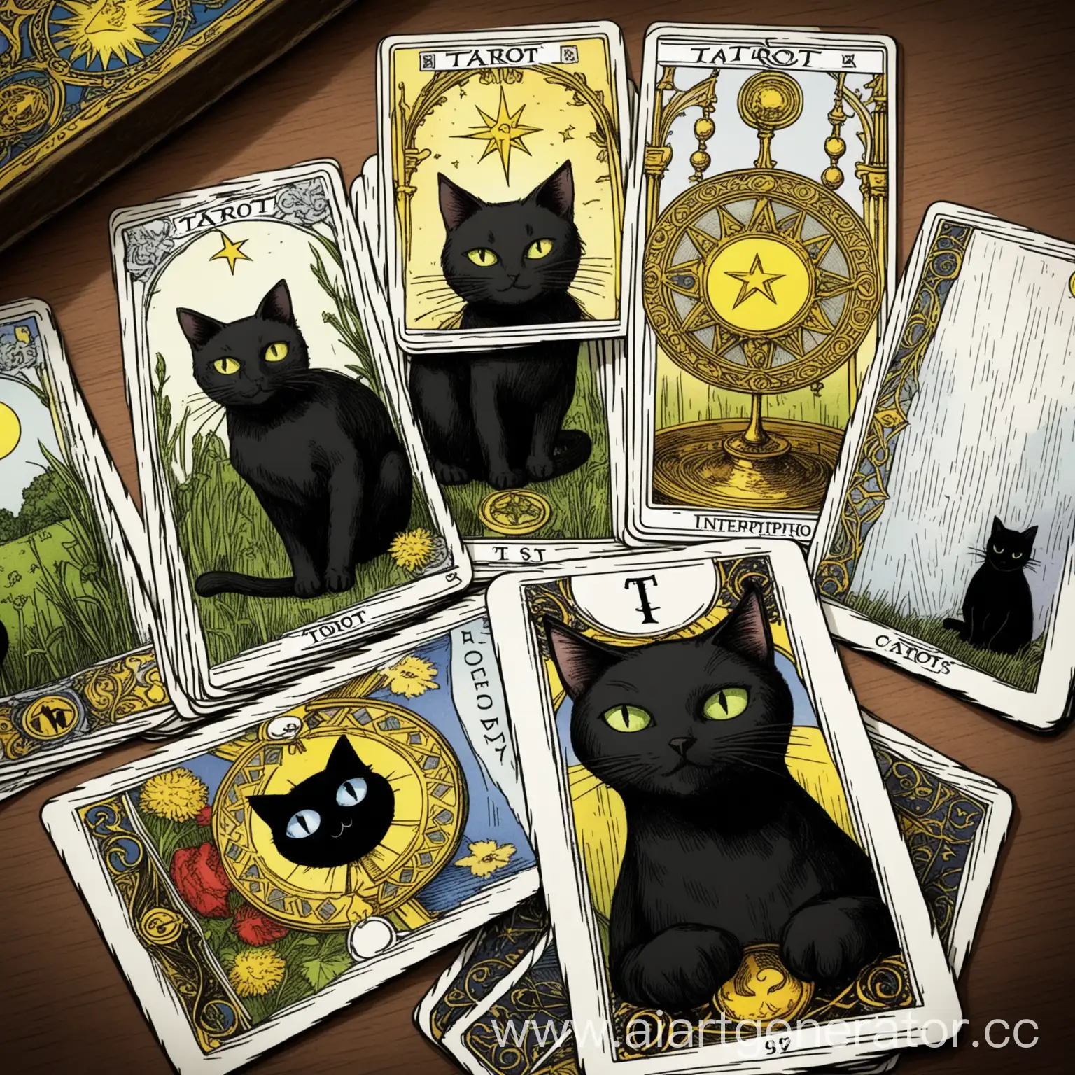Tarot-Cards-with-Pictures-Only-and-Black-Cat