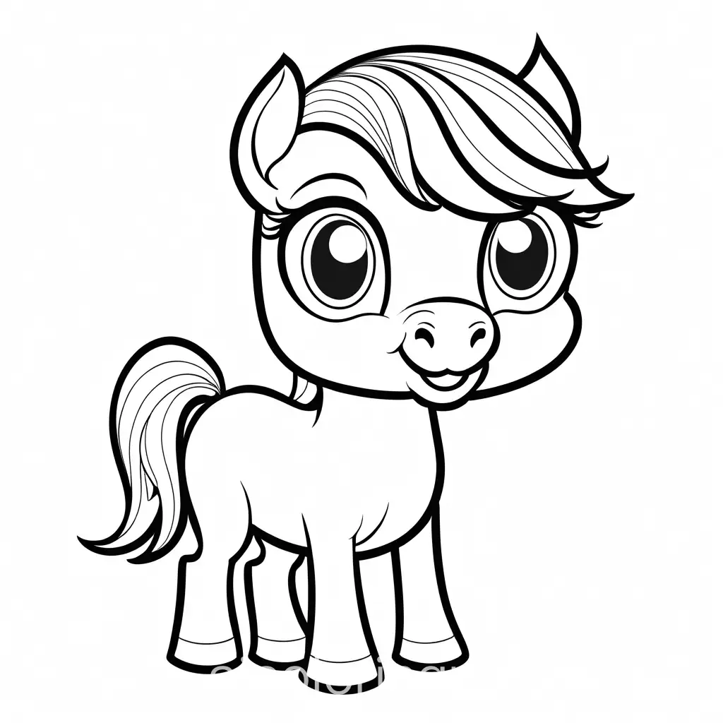 Adorable-Horse-Coloring-Page-Simple-Line-Art-on-White-Background
