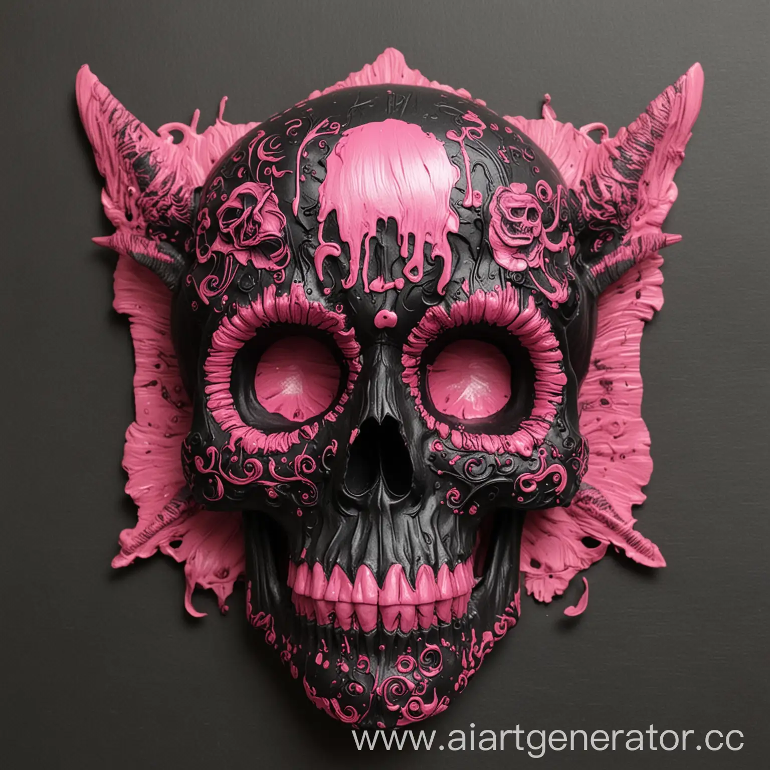 Eerie-Black-and-Pink-Skull-Art-Mysterious-and-Bold-Digital-Illustration