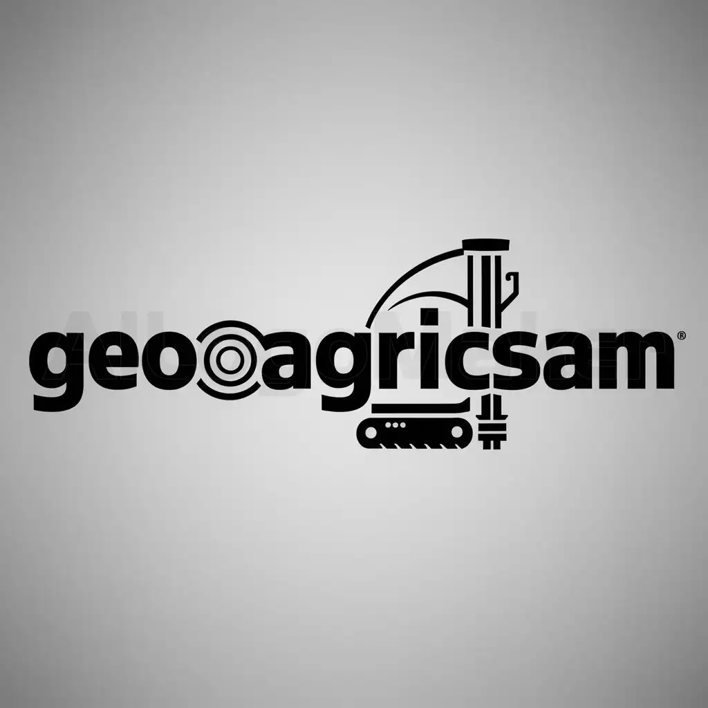a logo design,with the text "GeoAgricSam", main symbol:drilling machineries,Moderate,be used in Construction industry,clear background
